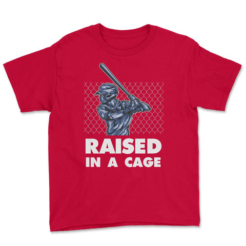 Funny Baseball Batter Hitter Raised In A Cage Sporty Humor print - Red