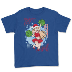 Cheerleader Anime Christmas Santa Girl with Pom Poms Funny product - Royal Blue