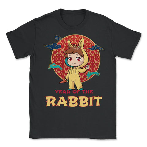 Chibi Anime Chinese New Year Rabbit Chinese Aesthetic design - Unisex T-Shirt - Black