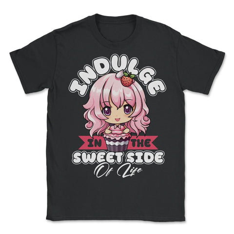 Anime Chibi Dessert Cute Girl Cupcake Indulge Sweet Side design - Unisex T-Shirt - Black