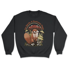 Cute Fox With Mushroom Hat Forest Adventure Design graphic - Unisex Sweatshirt - Black