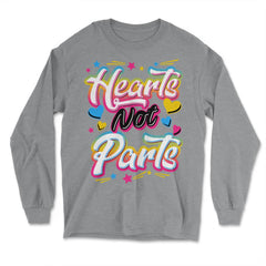 Hearts Not Parts Pansexual LGBTQ+ Pansexual Pride product - Long Sleeve T-Shirt - Grey Heather