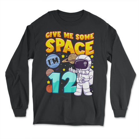 Science Birthday Astronaut & Planets Science 12th Birthday design - Long Sleeve T-Shirt - Black