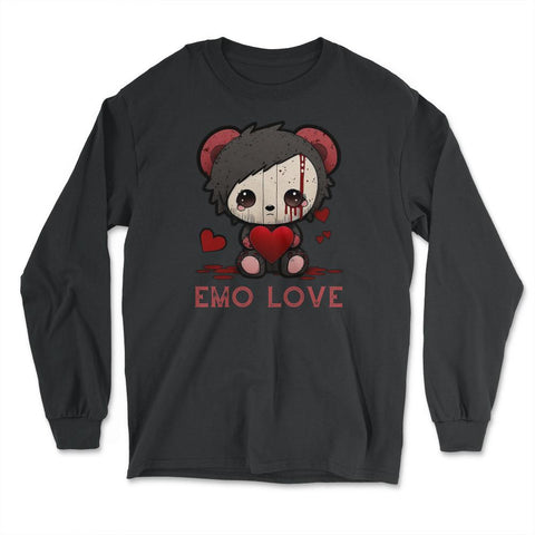 Chibi Emo Gothic Love Japanese Sad Anime Boy Emo Love graphic - Long Sleeve T-Shirt - Black