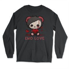 Chibi Emo Gothic Love Japanese Sad Anime Boy Emo Love graphic - Long Sleeve T-Shirt - Black