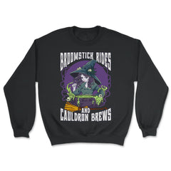 Anime Witch Cauldron Broomstick Rides And Cauldron Brews print - Unisex Sweatshirt - Black