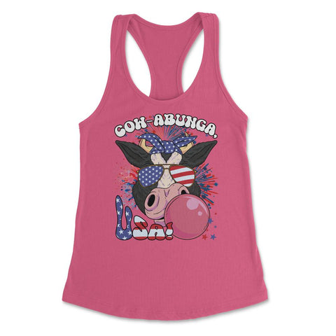 4th of July Cow-abunga, USA! Funny Patriotic Cow design Women's - Hot Pink