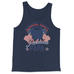 Bearded, Brave, Patriotic Papa 4th of July Independence Day design - Tank Top - Navy