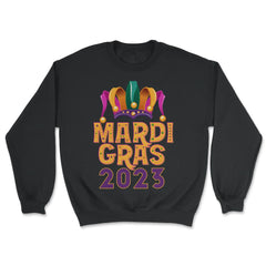 Mardi Gras Jester Hat 2023 Fat Tuesday Celebration graphic - Unisex Sweatshirt - Black