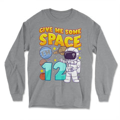 Science Birthday Astronaut & Planets Science 12th Birthday design - Long Sleeve T-Shirt - Grey Heather