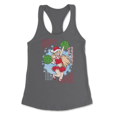 Cheerleader Anime Christmas Santa Girl with Pom Poms Funny print - Dark Grey