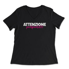 ATTENZIONE PICKPOCKET!!! Trendy Text Duo Design product - Women's V-Neck Tee - Black