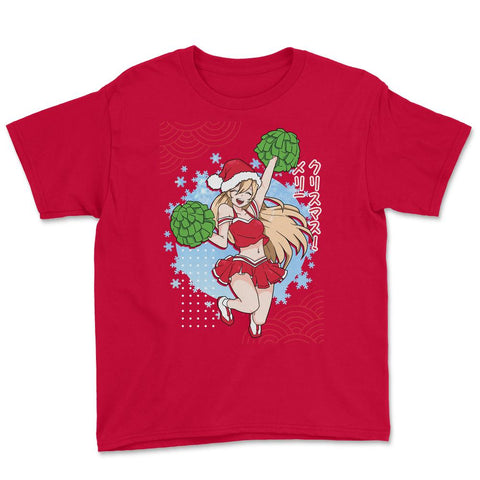 Cheerleader Anime Christmas Santa Girl with Pom Poms Funny product - Red