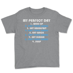 Funny Gamer Perfect Day Wake Up Play Video Games Humor product Youth - Grey Heather