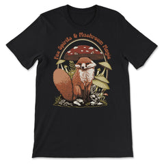 Cute Fox With Mushroom Hat Forest Adventure Design graphic - Premium Unisex T-Shirt - Black