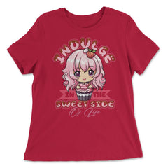 Anime Chibi Dessert Cute Girl Cupcake Indulge Sweet Side product - Women's Relaxed Tee - Red