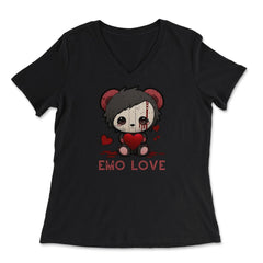Chibi Emo Gothic Love Japanese Sad Anime Boy Emo Love graphic - Women's V-Neck Tee - Black