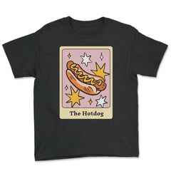 The Hot Dog Foodie Tarot Card Hot Dogs Lover Fortune Teller graphic - Youth Tee - Black