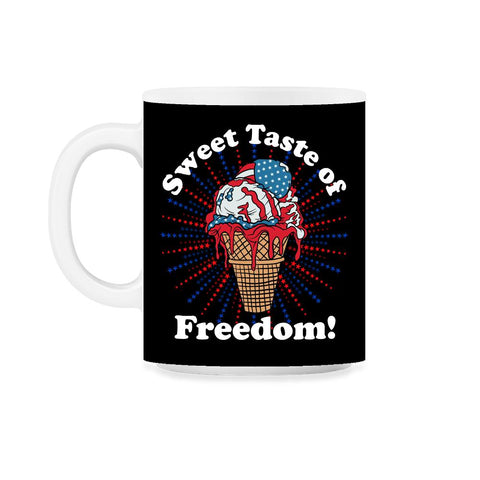 Patriotic Ice Cream Cone American Flag Independence Day graphic 11oz - Black on White
