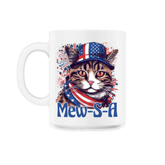 4th of July Mew-S-A Pawsitively Patriotic Cat graphic - 11oz Mug - White