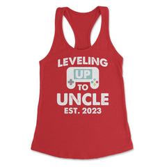 Funny Gamer Uncle Leveling Up To Uncle Est 2023 Gaming graphic - Red