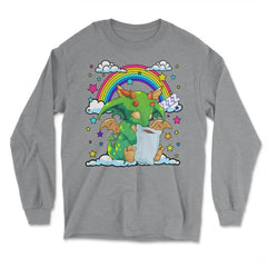 Baby Dragon Sleeping on a Cloud For Fantasy Fans design - Long Sleeve T-Shirt - Grey Heather
