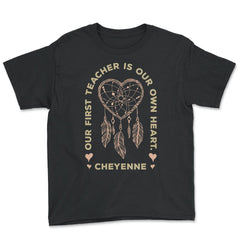 Peacock Feathers Dreamcatcher Heart Native Americans graphic - Youth Tee - Black