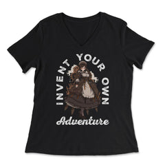 Steampunk Invent Your Own Adventure Steampunk Anime Girl product - Women's V-Neck Tee - Black