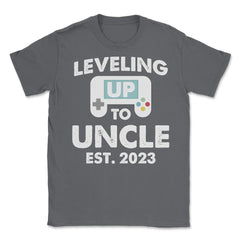 Funny Gamer Uncle Leveling Up To Uncle Est 2023 Gaming graphic Unisex - Smoke Grey