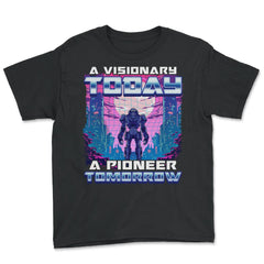 Futuristic Visionary Robot Skyline Buildings Print product - Youth Tee - Black