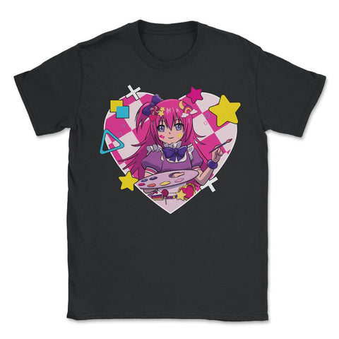 Harajuku Street Fashion Painter Heart Anime Girl graphic - Unisex T-Shirt - Black