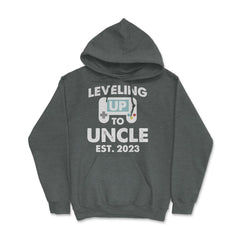 Funny Gamer Uncle Leveling Up To Uncle Est 2023 Gaming graphic Hoodie - Dark Grey Heather
