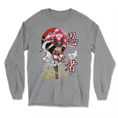 Ninja Kawaii Anime Girl for Martial Arts Enthusiasts product - Long Sleeve T-Shirt - Grey Heather