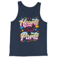 Hearts Not Parts Pansexual LGBTQ+ Pansexual Pride product - Tank Top - Navy
