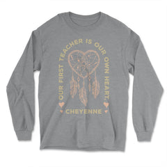 Peacock Feathers Dreamcatcher Heart Native Americans graphic - Long Sleeve T-Shirt - Grey Heather