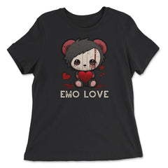 Chibi Emo Gothic Love Japanese Sad Anime Boy Emo Love print - Women's Relaxed Tee - Black