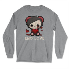 Chibi Emo Gothic Love Japanese Sad Anime Boy Emo Love print - Long Sleeve T-Shirt - Grey Heather
