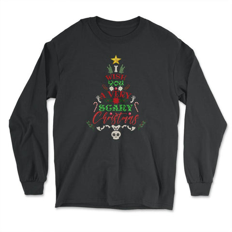 I Wish You a Very Scary Christmas Funny Kawaii Xmas Tree product - Long Sleeve T-Shirt - Black