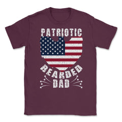 Patriotic Bearded Dad 4th of July Dad Patriotic Grunge design Unisex - Maroon