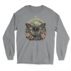 Cottage Core Butterfly With Flower Nature Lover Product design - Long Sleeve T-Shirt - Grey Heather