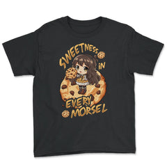 Anime Dessert Chibi with Chocolate Chips Cookies Graphic design - Youth Tee - Black