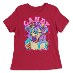 Harajuku Street Fashion Candy Anime Girl with Lollipop product - Women's Relaxed Tee - Red