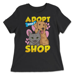Adopt Don’t Shop Support Shelters and Rescue Organizations graphic - Women's Relaxed Tee - Black