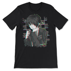 Emo Glitch Japanese Sad Anime Boy Glitchcore Emo graphic - Premium Unisex T-Shirt - Black