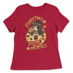 Anime Dessert Chibi with Chocolate Chips Cookies Graphic design - Women's Relaxed Tee - Red