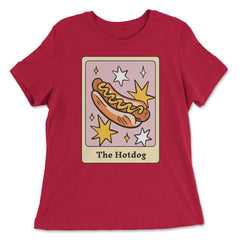 The Hot Dog Foodie Tarot Card Hot Dogs Lover Fortune Teller graphic - Women's Relaxed Tee - Red