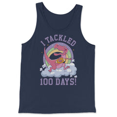 I Tackled 100 Days of School T-Rex Dinosaur Costume graphic - Tank Top - Navy