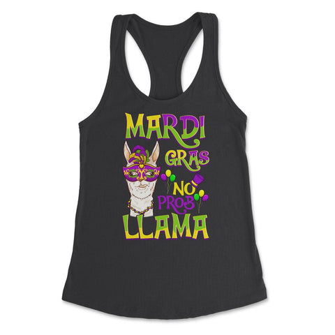 Mardi Gras Llama Funny Carnival Gift design Women's Racerback Tank - Black