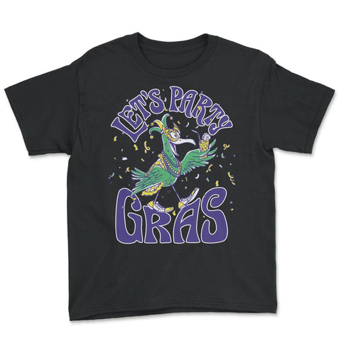 Let’s Party Gras Funny Mardi Gras Bird Drinking product Youth Tee - Black