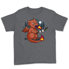 Baby Dragon Roasting Marshmallows In Forest For Fantasy Fans design - Smoke Grey